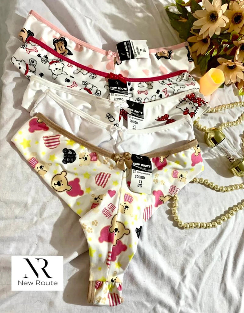 Kit 5 Calcinhas Fio Duplo Calcinhas Feminina