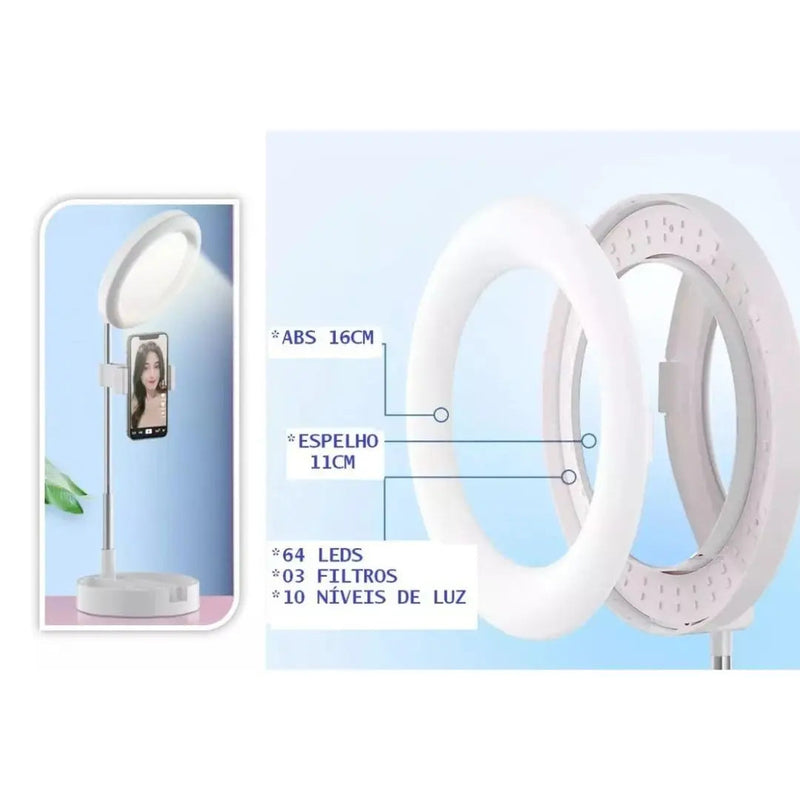 Suporte Para Celular Com Ringlight e Base De Apoio