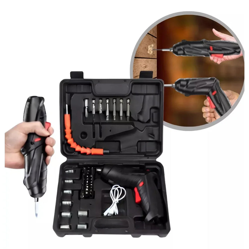Kit Parafusadeira Recarregável USB – 47 Peças