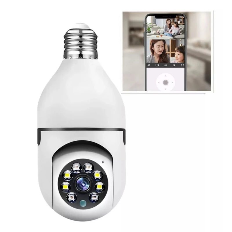 Câmera e Lâmpada de Segurança Wi-Fi Robô PTZ com Visão Noturna – Controle Total pelo Celular!