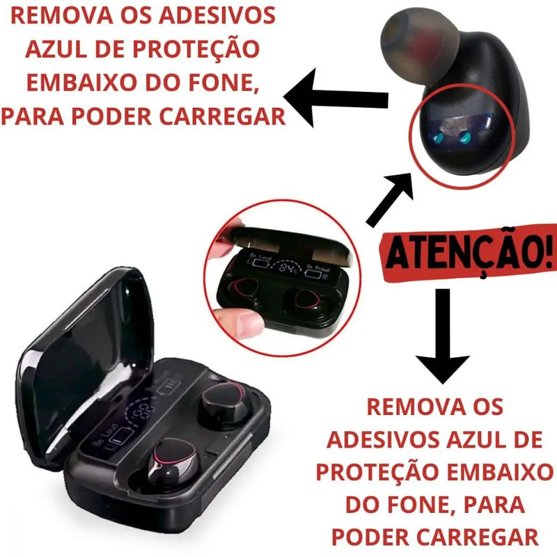 Fones de Ouvido Bluetooth 5.1 Intra-auricular – Alta Performance e Carregamento Sem Fio