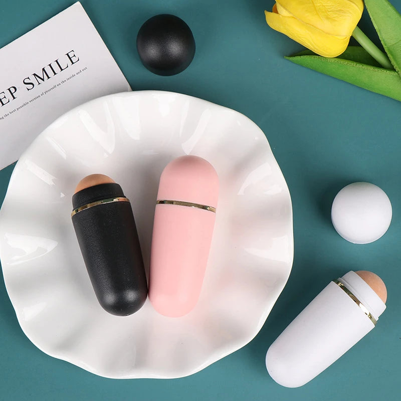 Rolo Facial de Pedra Vulcânica Define Beauty – Controle de Oleosidade Instantâneo, Sem Estragar a Maquiagem!