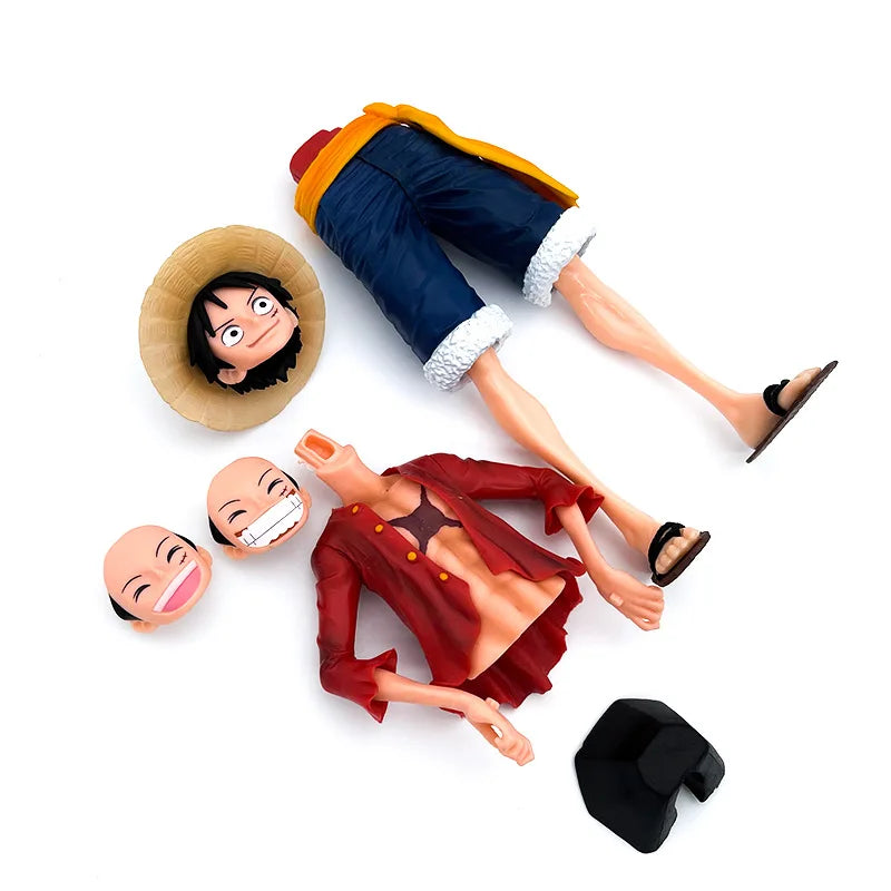 Figura Luffy One Piece 28cm - Três Formas de Rosto