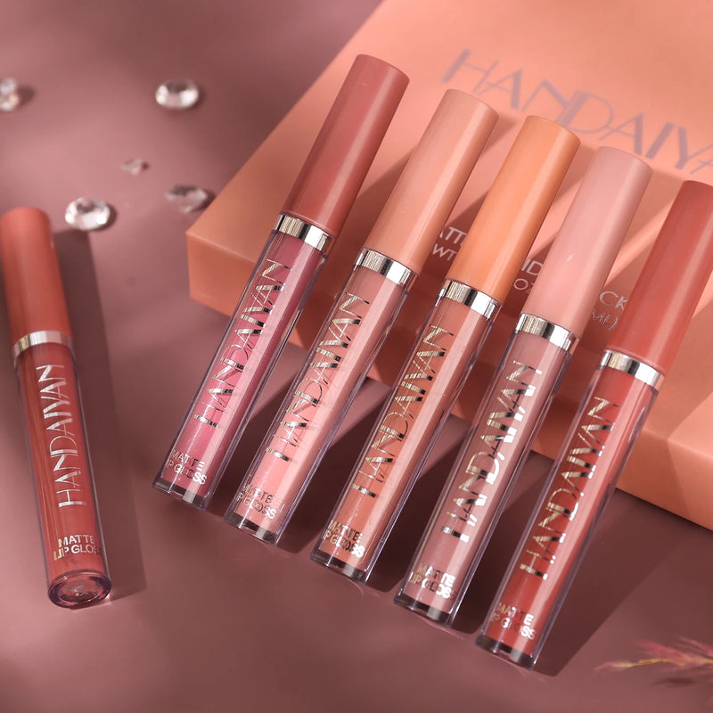 💄 Batom Líquido Handaiyan – Kit com 6 Cores Vibrantes