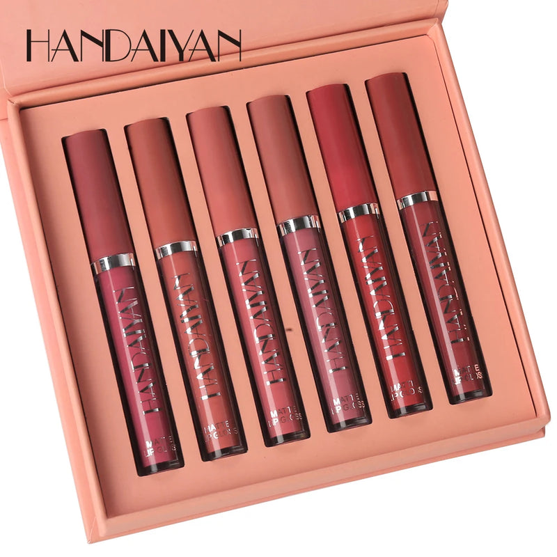 💄 Batom Líquido Handaiyan – Kit com 6 Cores Vibrantes