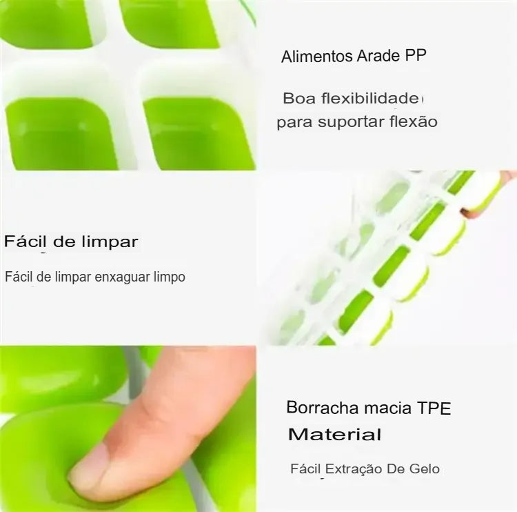 Molde de Gelo em Silicone com 14 Cavidades – Prático, Ecológico e Durável!