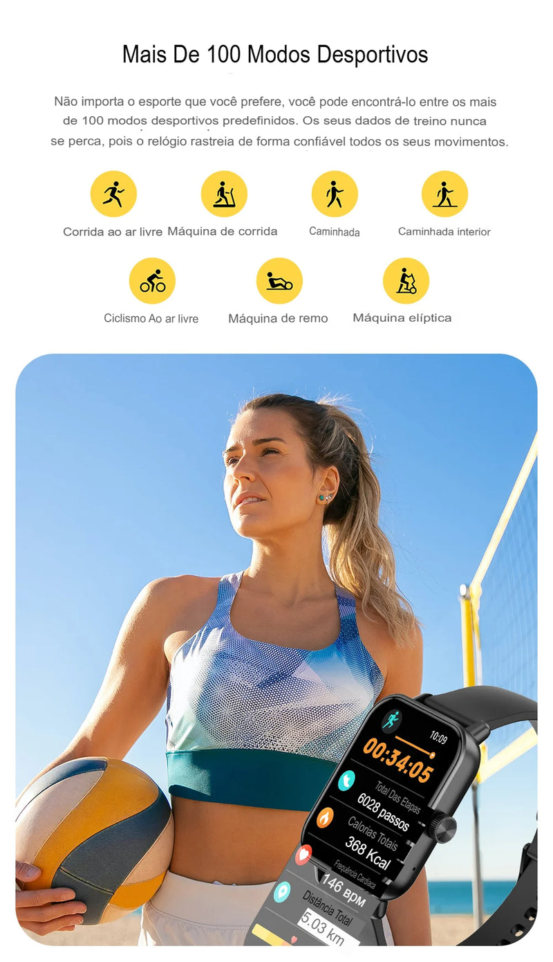 Smartwatch com Chamadas de Voz e Super Bateria!